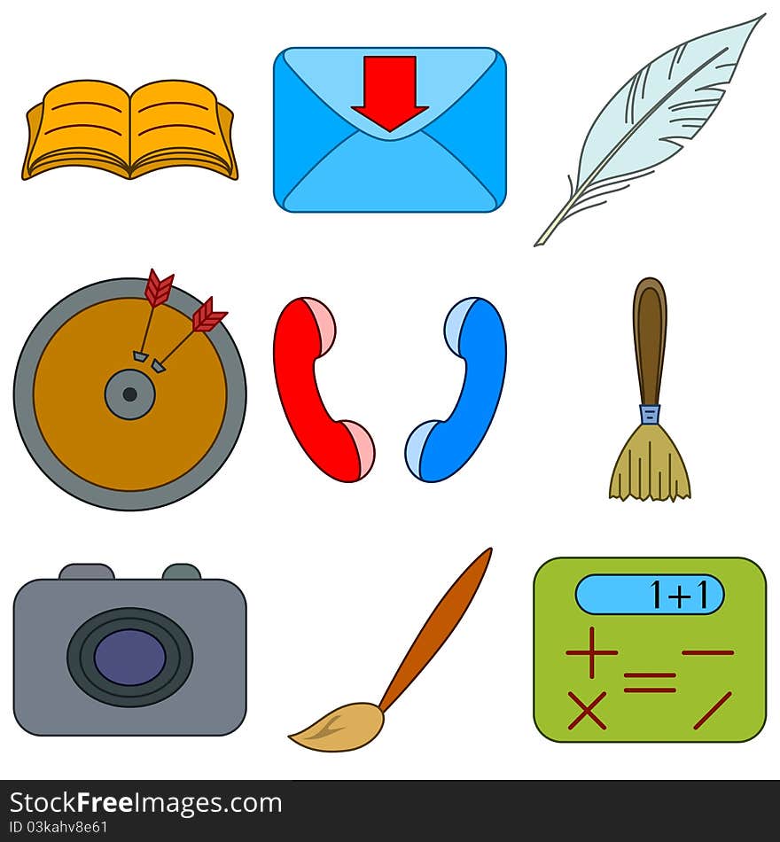 Set various icons, computer signs and button