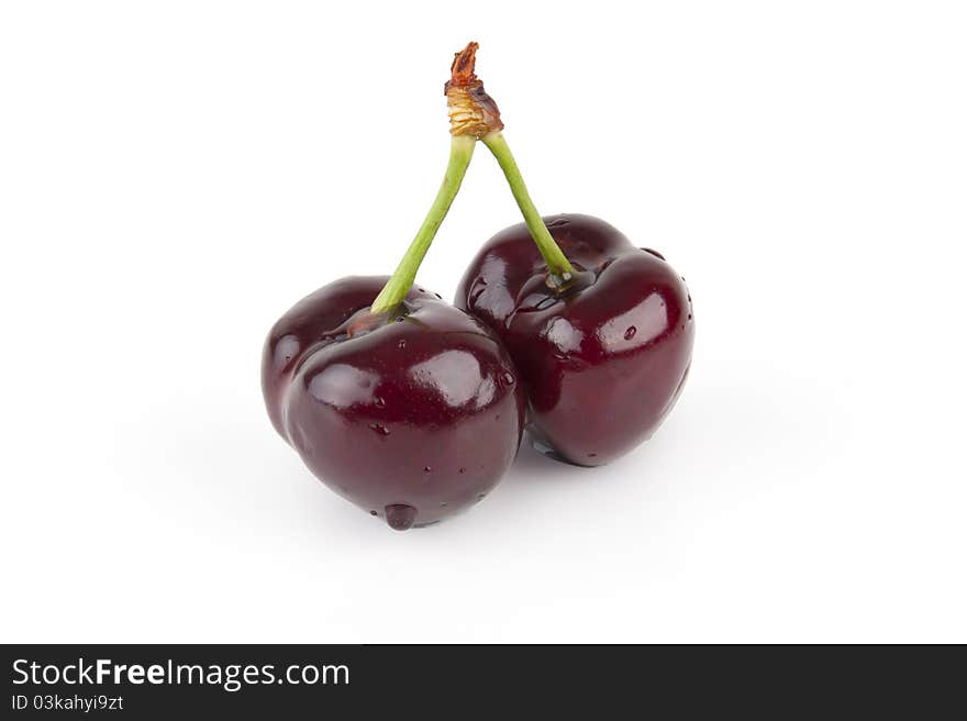 Isolated Red Cherries on white background