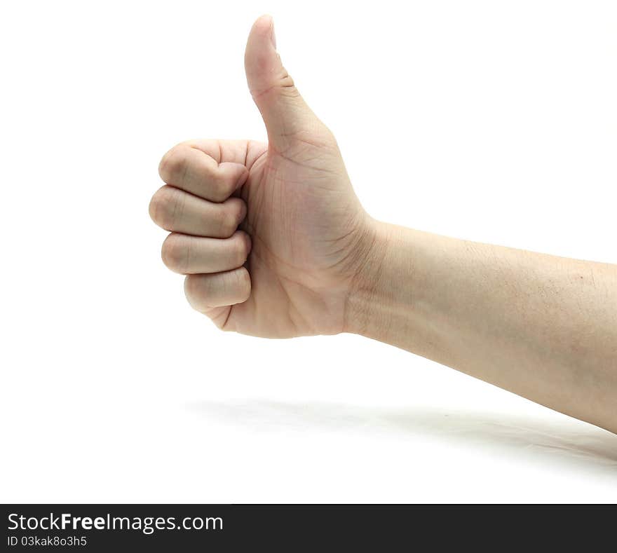 Isolated thumb up on white. Isolated thumb up on white