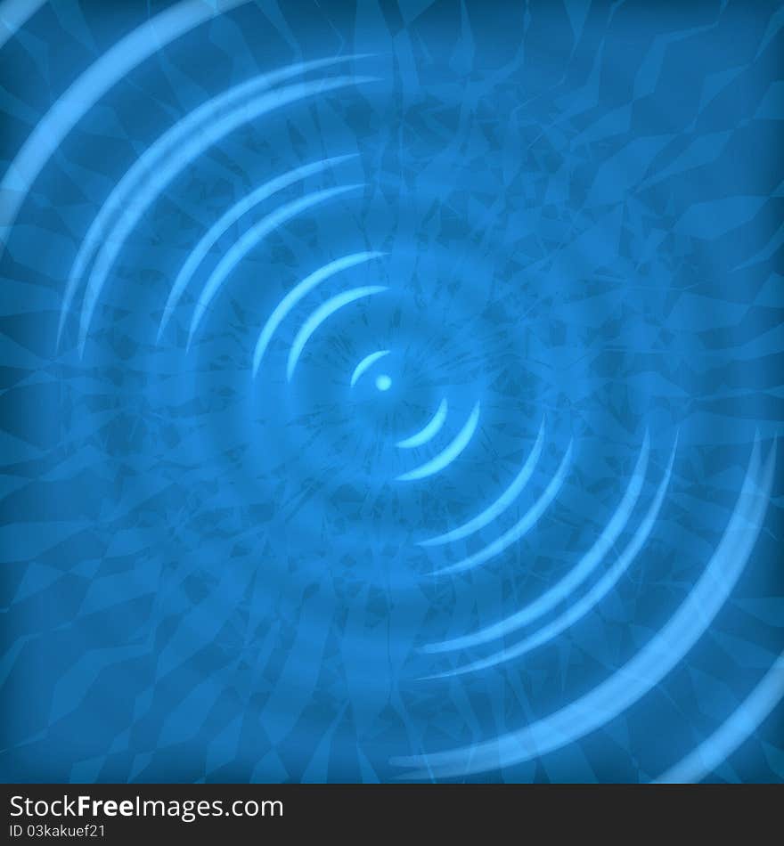 Abstract blue square background, circles and curves. Abstract blue square background, circles and curves