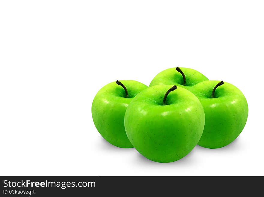 Green apple on the white background