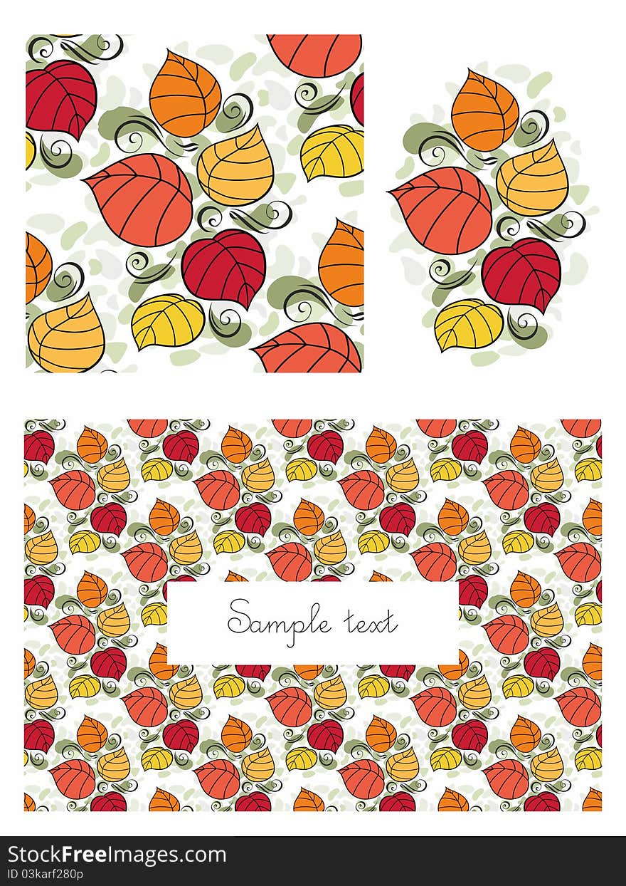 Background with leaves and elements for design. A .