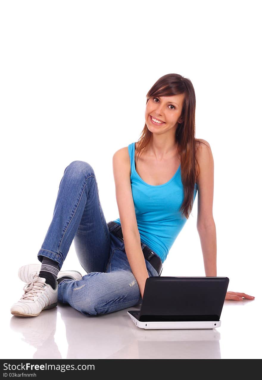 Young woman with a notebook. isolated on white. Young woman with a notebook. isolated on white