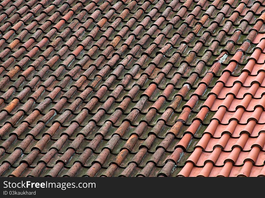 Old tile roof of an old church. Old tile roof of an old church.