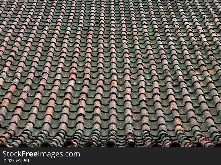 Old tile roof of an old church.