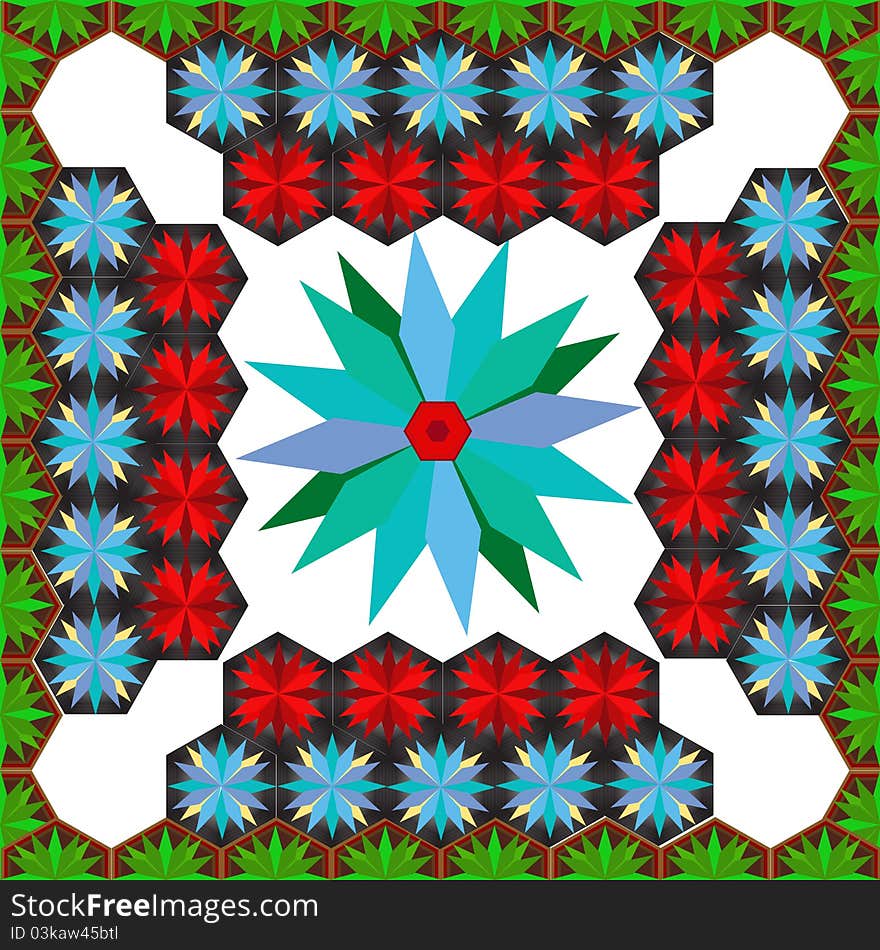 Seamless Flower Hexagon Pattern