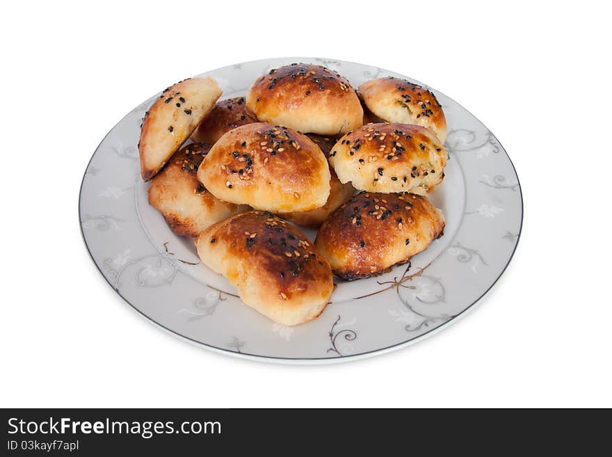 Croissant pastry with sesame plate. delicious !. Croissant pastry with sesame plate. delicious !