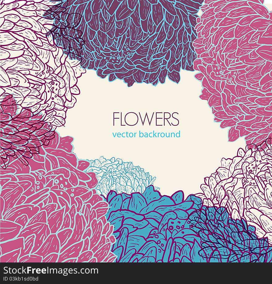 Abstract light background with drawing flowers. Abstract light background with drawing flowers