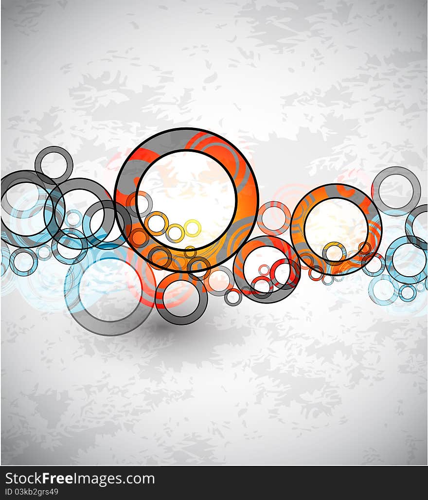 Abstract grungy circles. Vector background