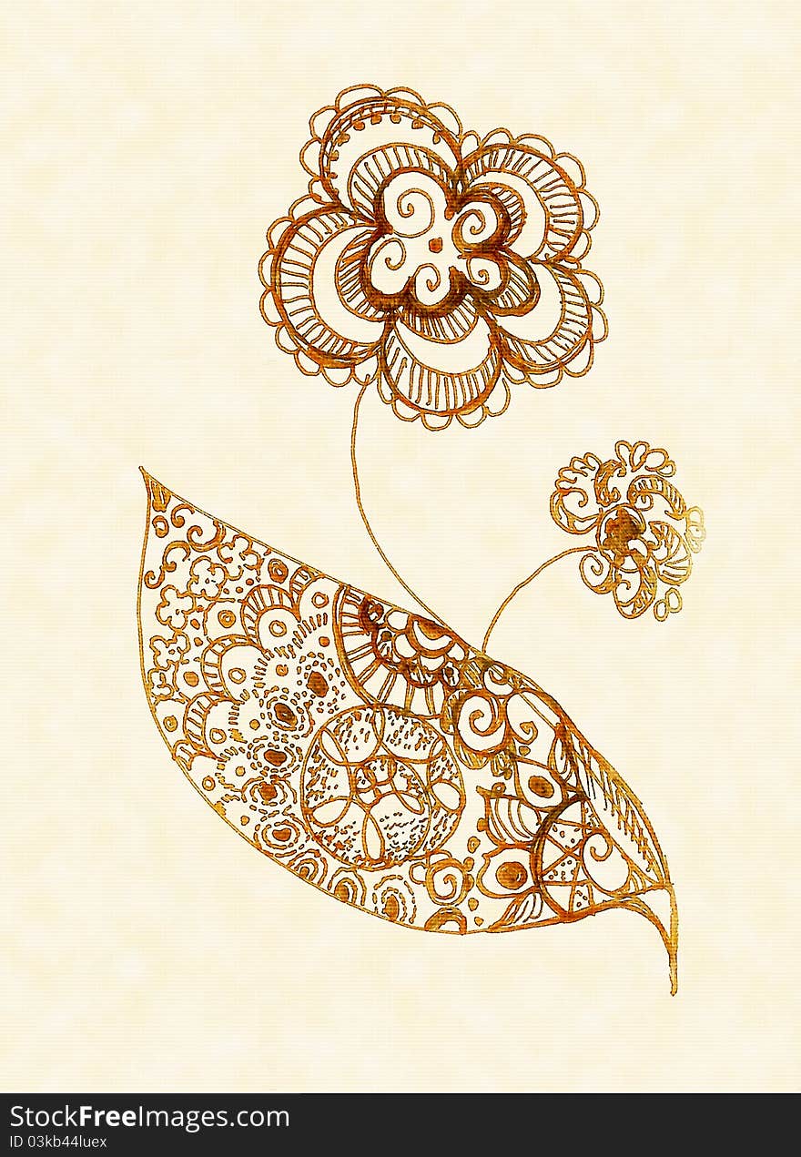 Flower, painted in a decorative manner. Flower, painted in a decorative manner