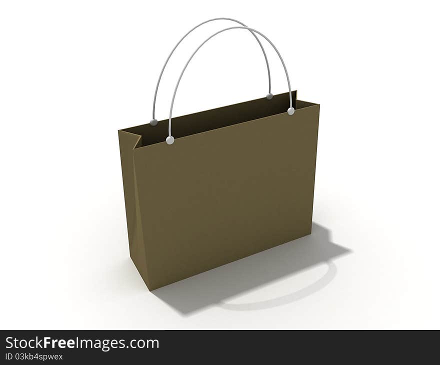 Shopping bag on white surface