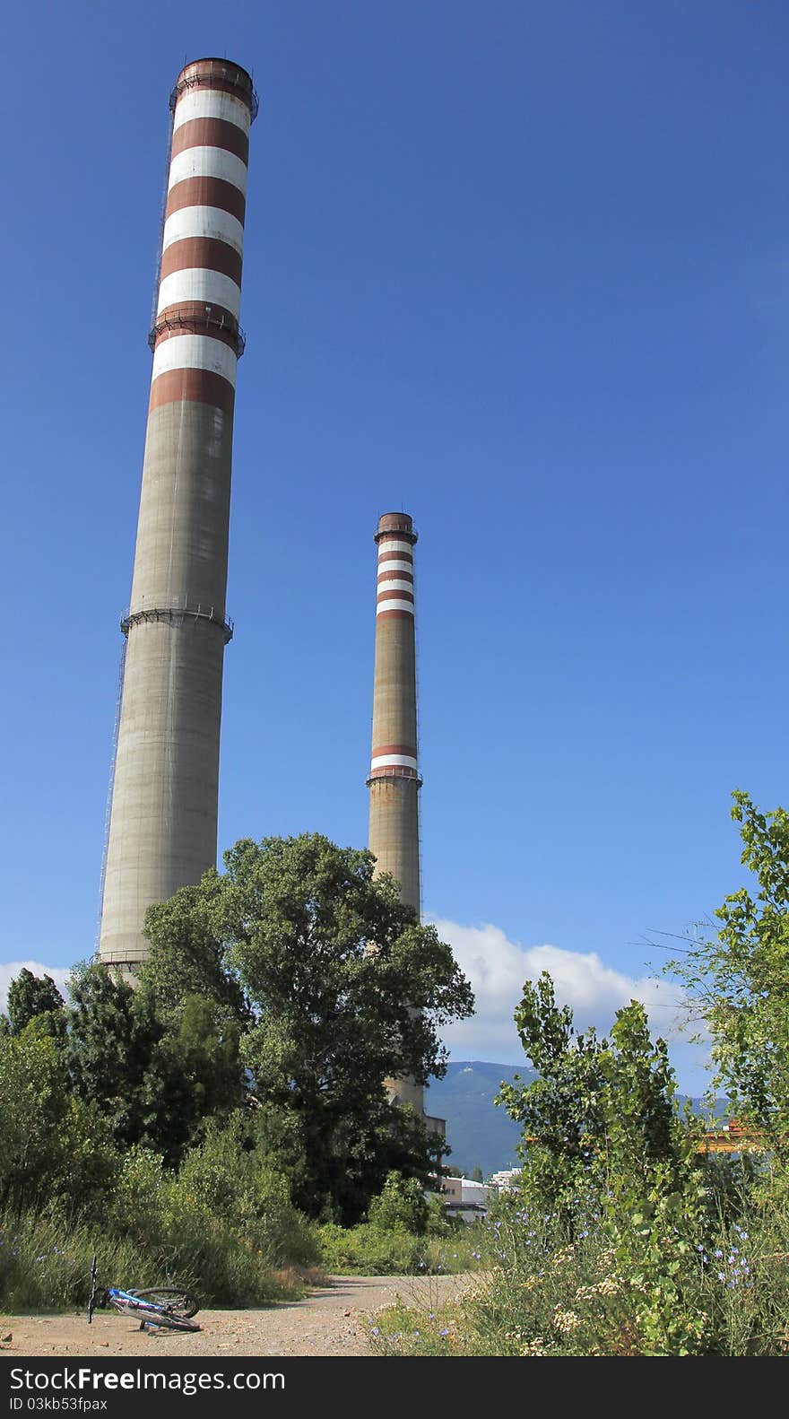 Red And White Industrial Chimneys