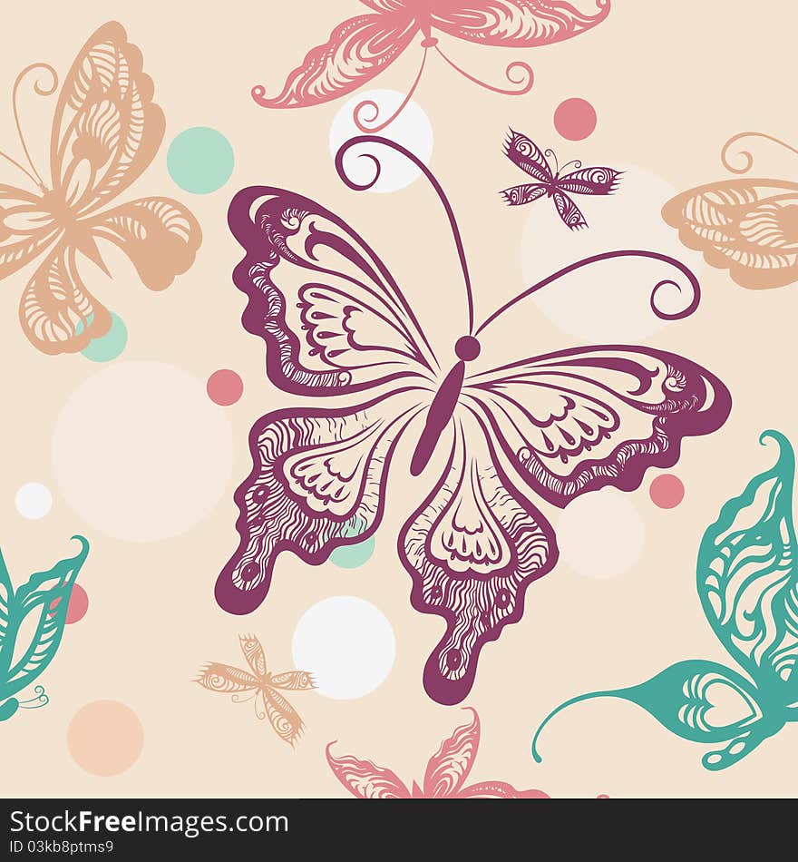 Seamless Pattern With Butterflies