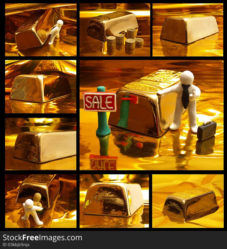 Treasure chest filled with gold ingots. Treasure chest filled with gold ingots