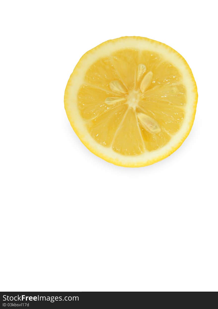 Cut lemon on white background