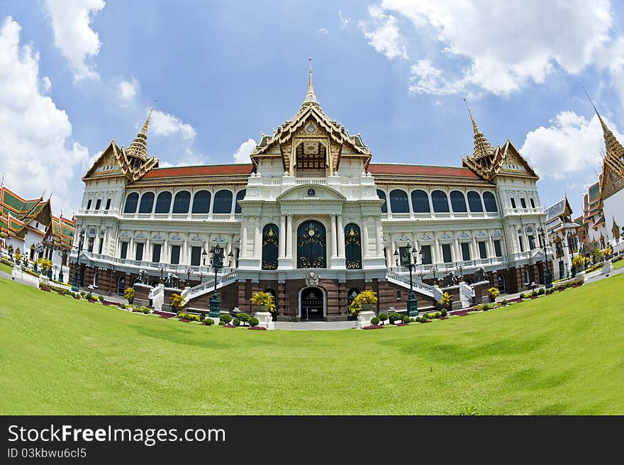 Front of Thai Grand palace in wide angle. Front of Thai Grand palace in wide angle