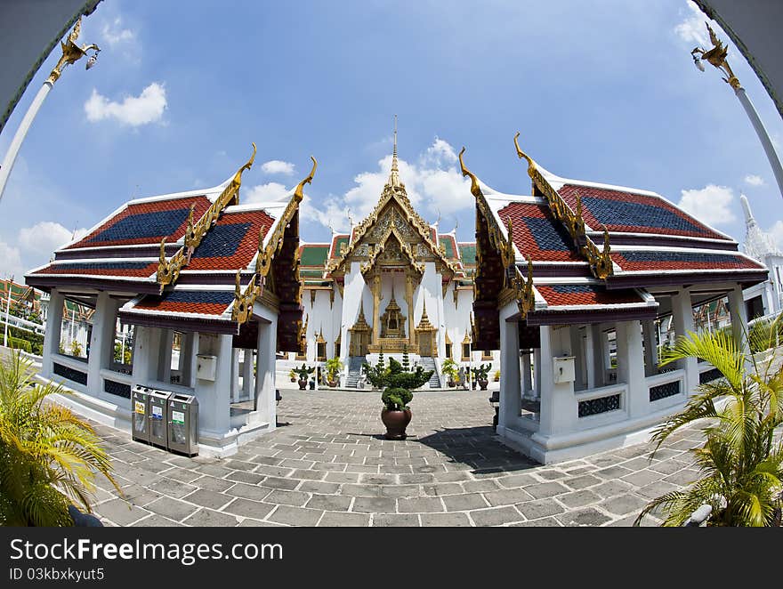 Wide angle of Thai temple