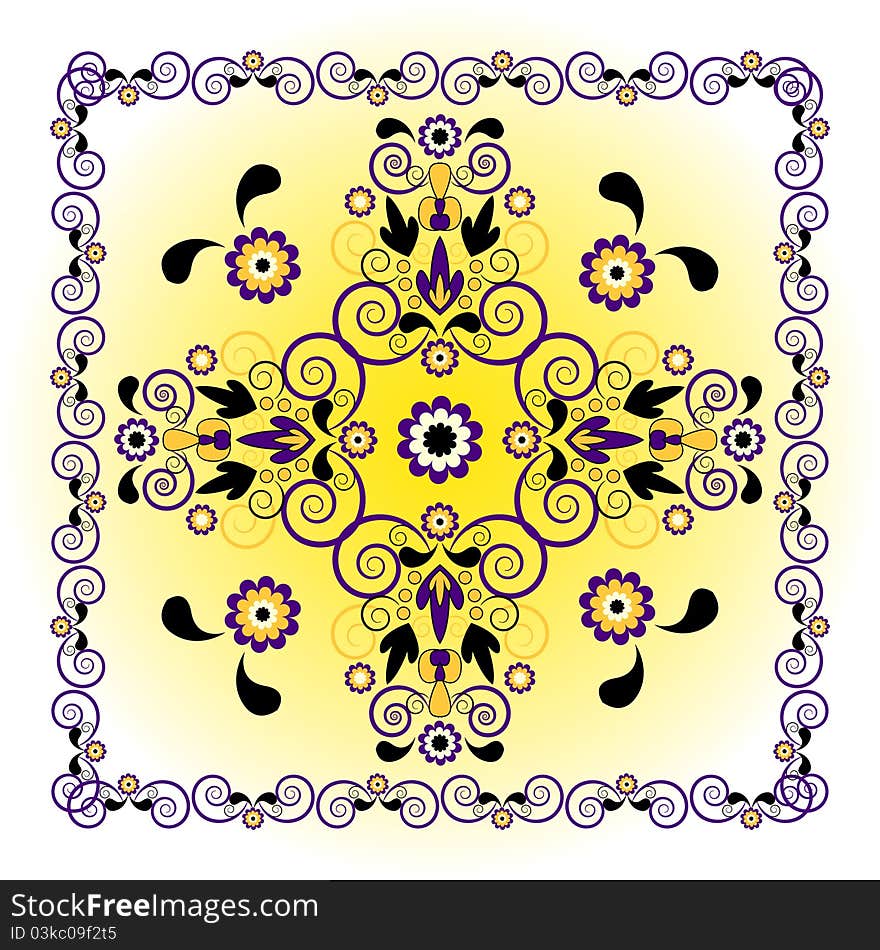 Pattern with flower and curl