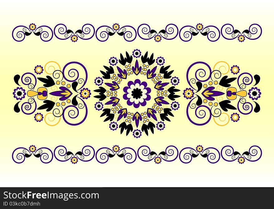 Horizontal Ornament With Flower