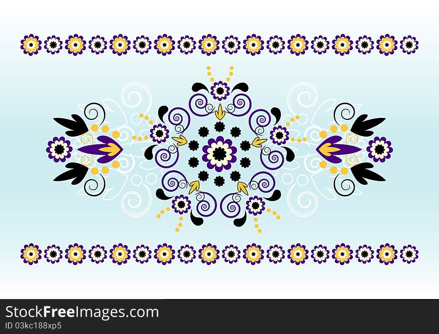 Horizontal ornament with flower and curl