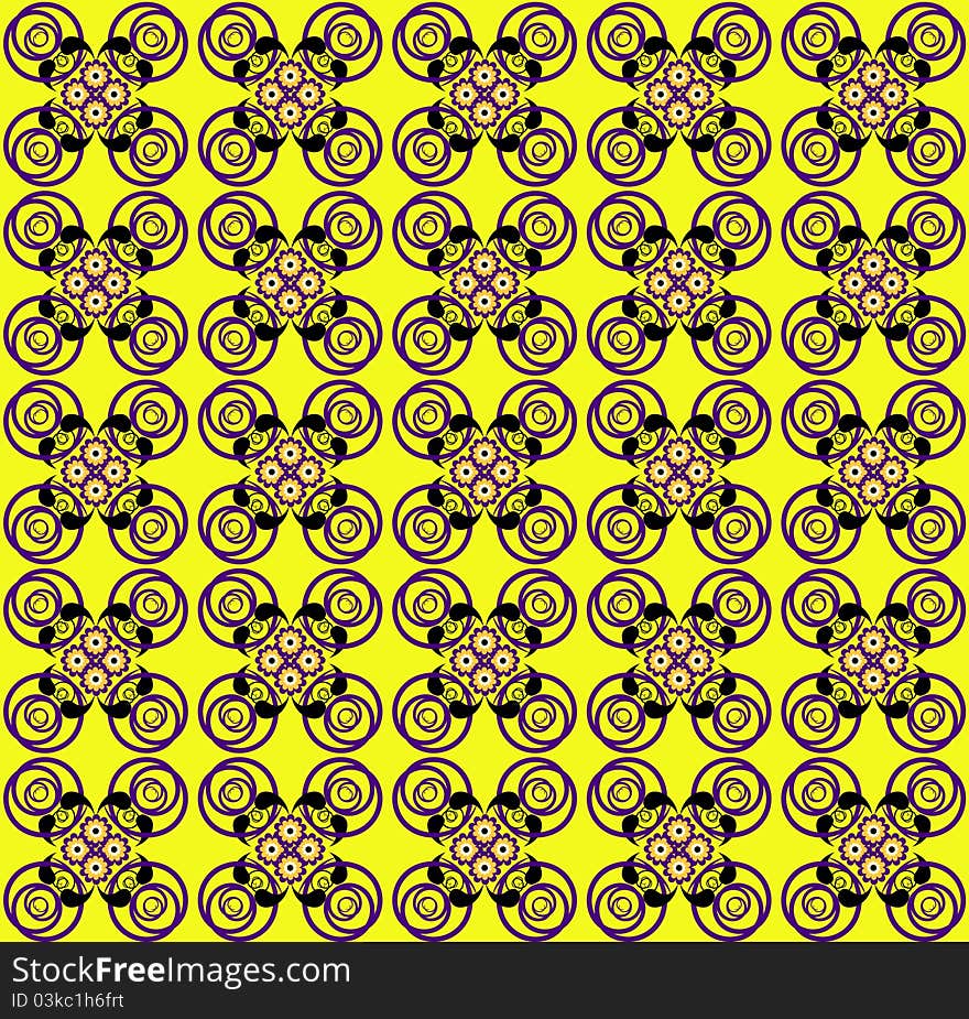 Pattern with curl and flower seamless texture. Pattern with curl and flower seamless texture