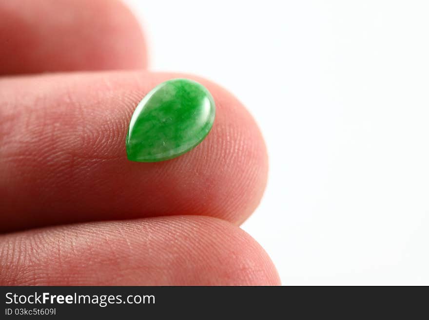 Greenish droplet-shaped Type-A Jade beads