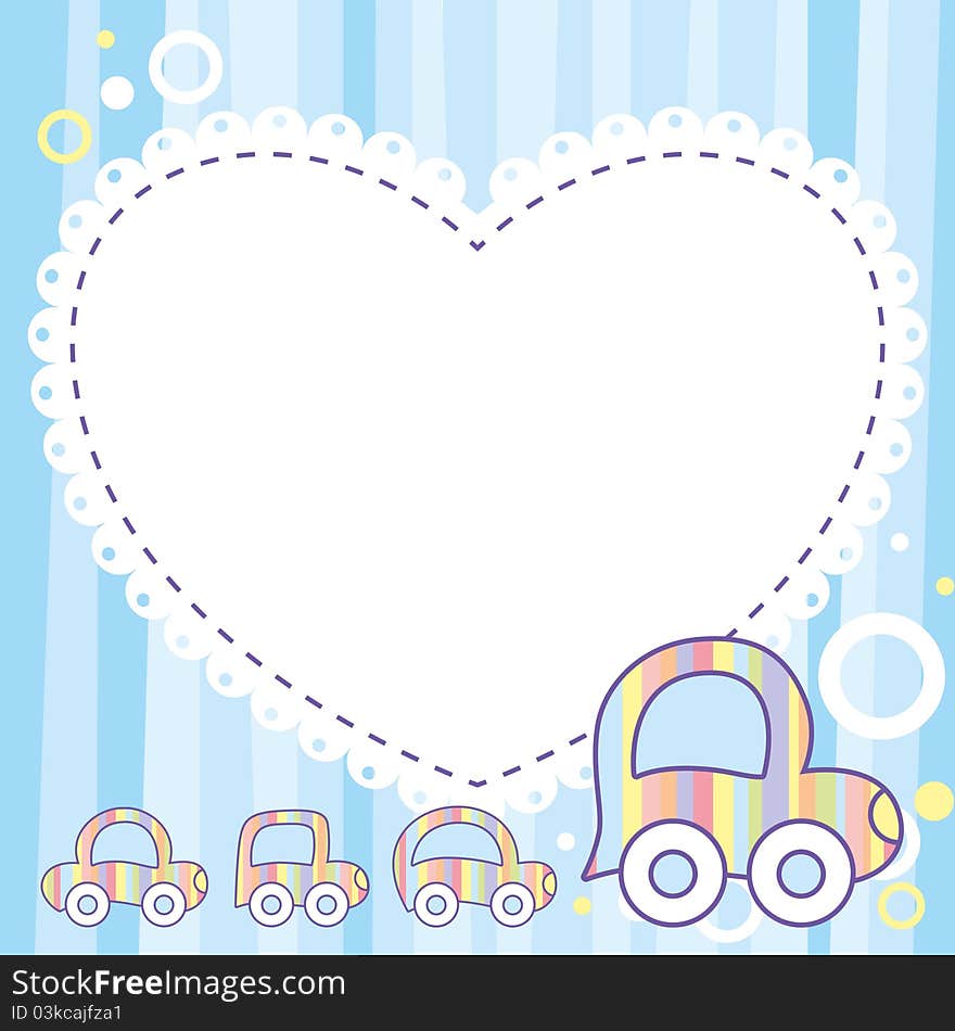 Blue child template with cute cartoon cars