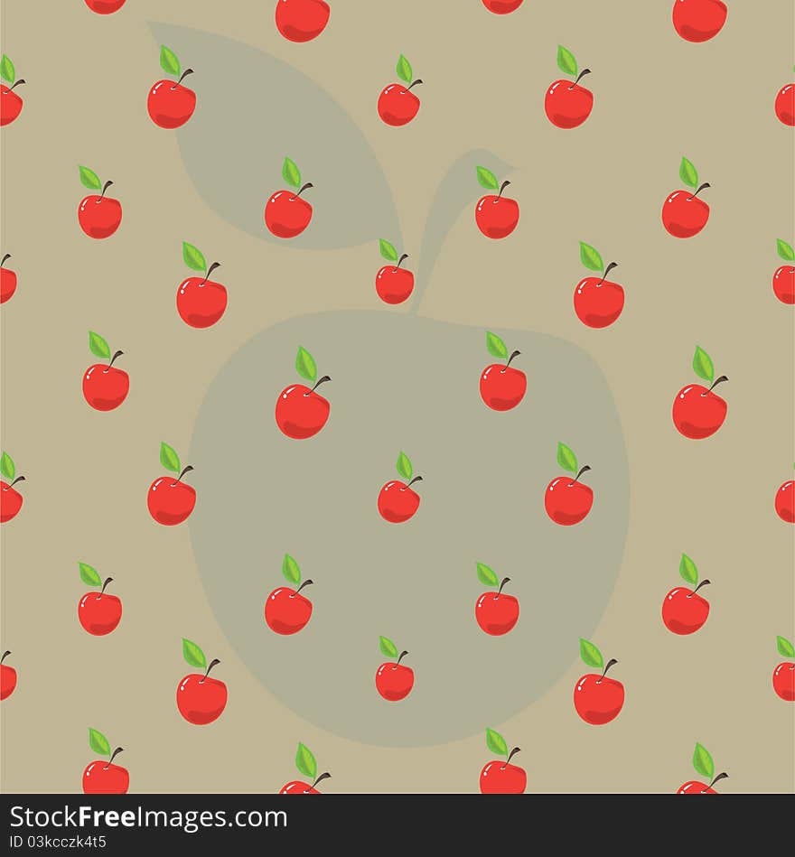 Vector pattern of red apples and green leaves