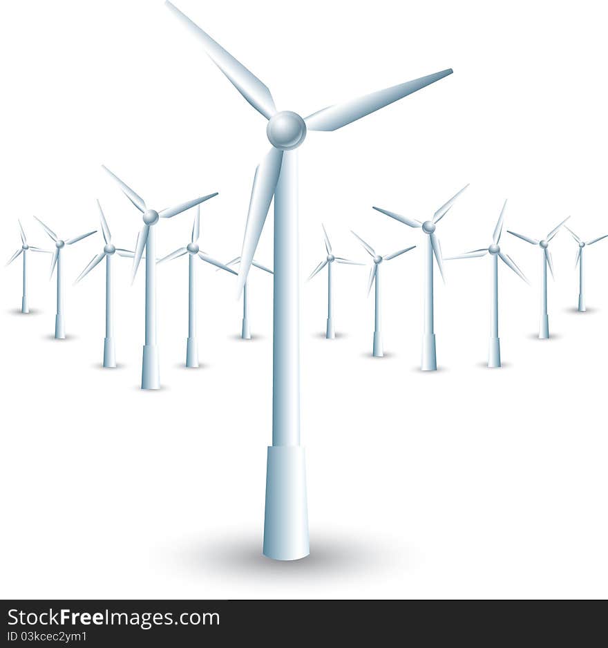 Windmills On White Background