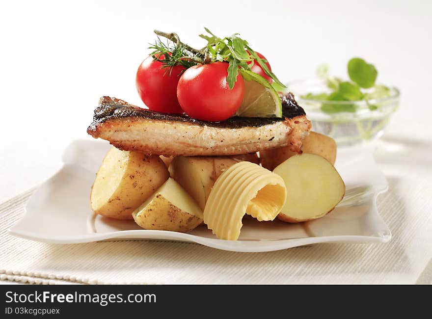 Pan fried trout and potatoes