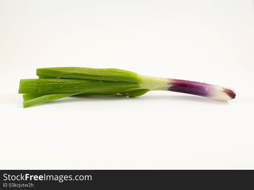 Green onions isolated on white background