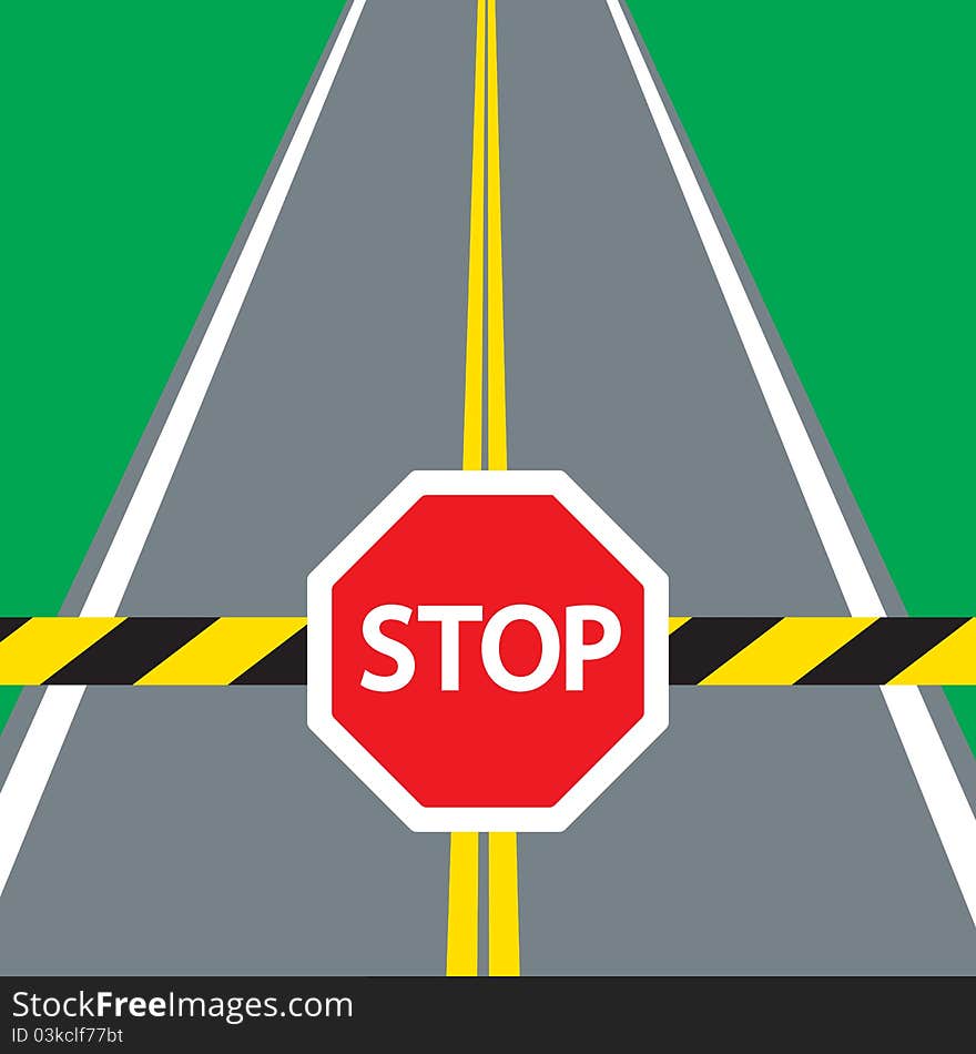 Barrier And Traffic Sign STOP