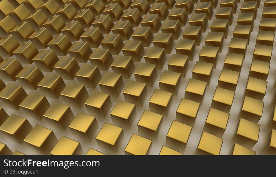 Array of golden cubes