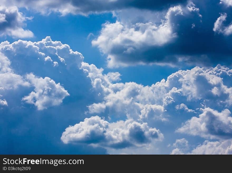 Blue sky with white clouds on sunny day