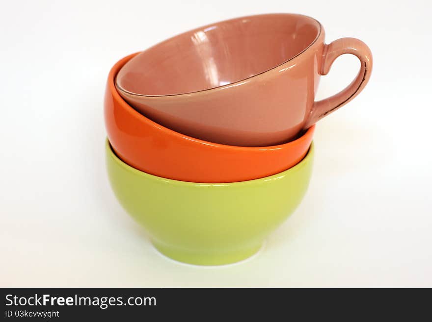 Multicolored bowl on a white background