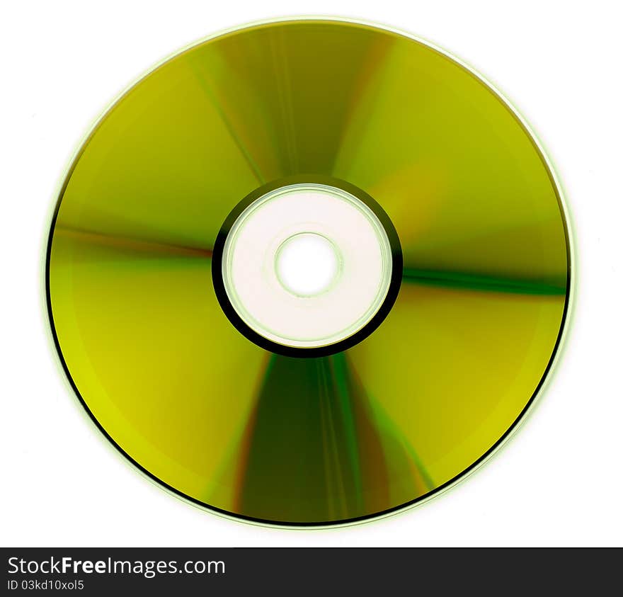 CD or DVD recording side isolated on white. CD or DVD recording side isolated on white