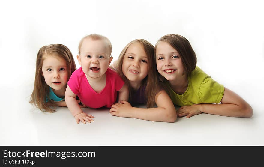 Four adorable young sisters