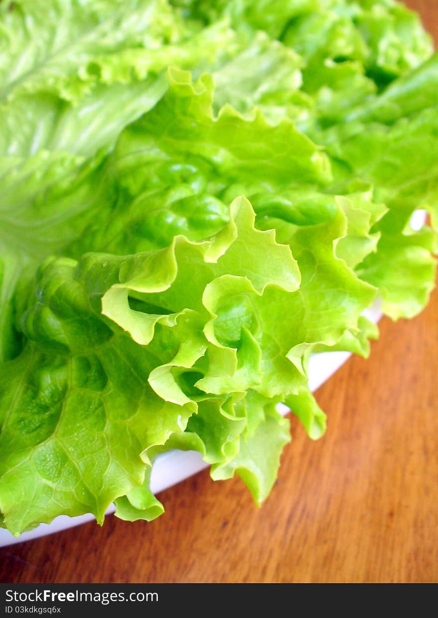 Closeup green lettuce on a table