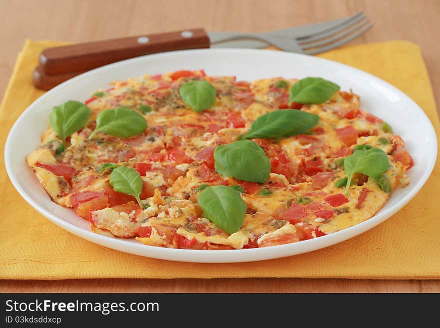 Omelet With Vegetables And Basil