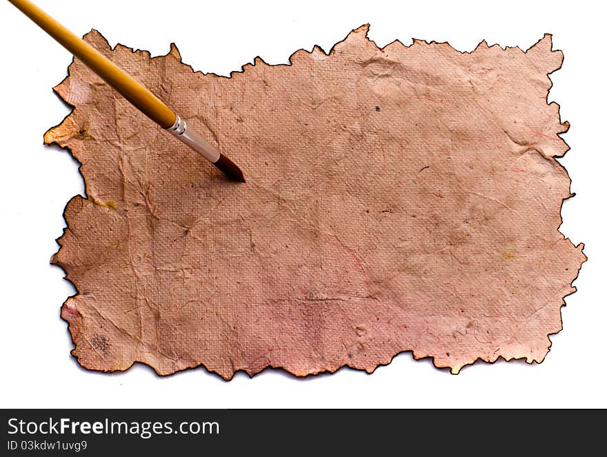 Grunge vintage old paper background with paint  brush