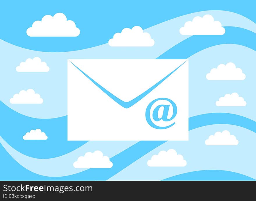 Envelope on blue background