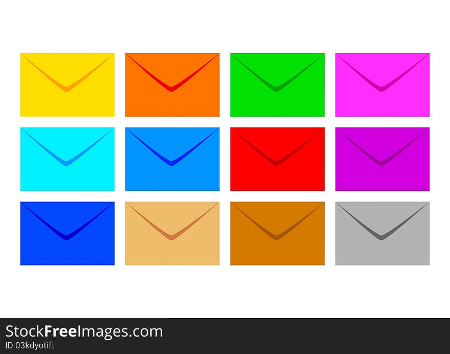 Collection of envelopes on white background