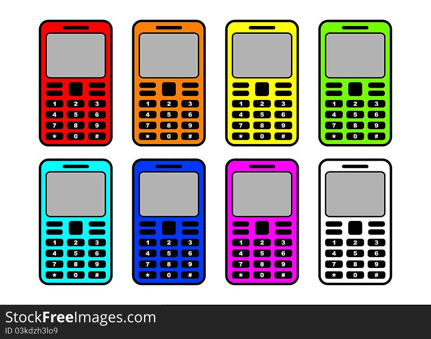 Collection of colorful mobile phones. Collection of colorful mobile phones