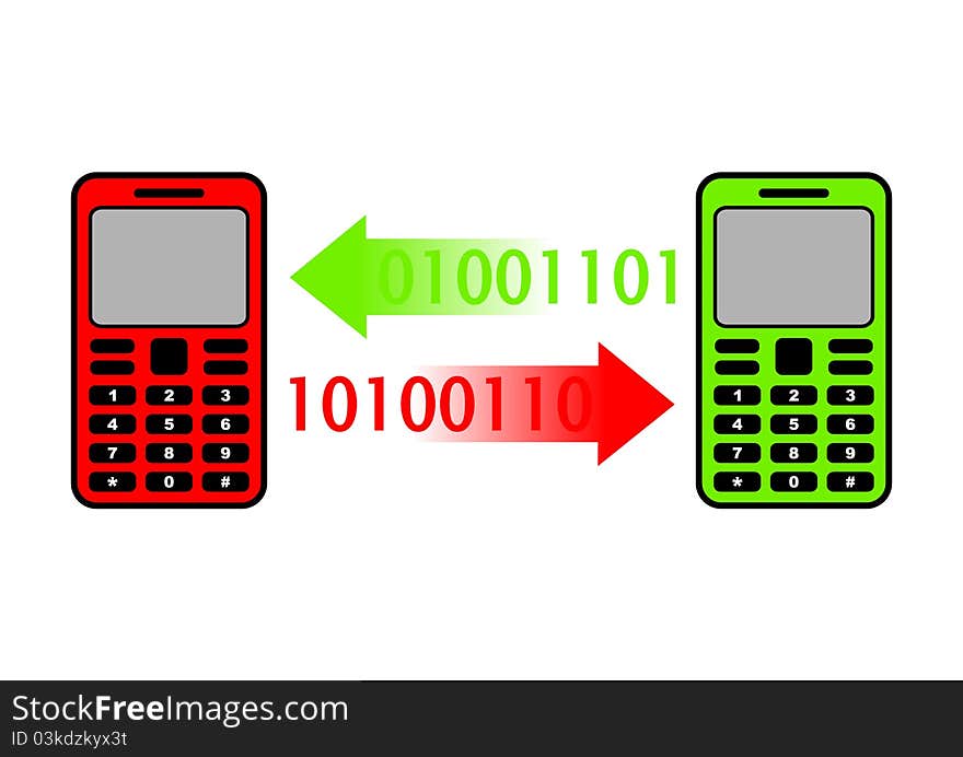 Two mobile phones on white background