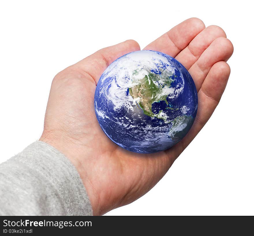 Human Hand Holding the World in Her Hand