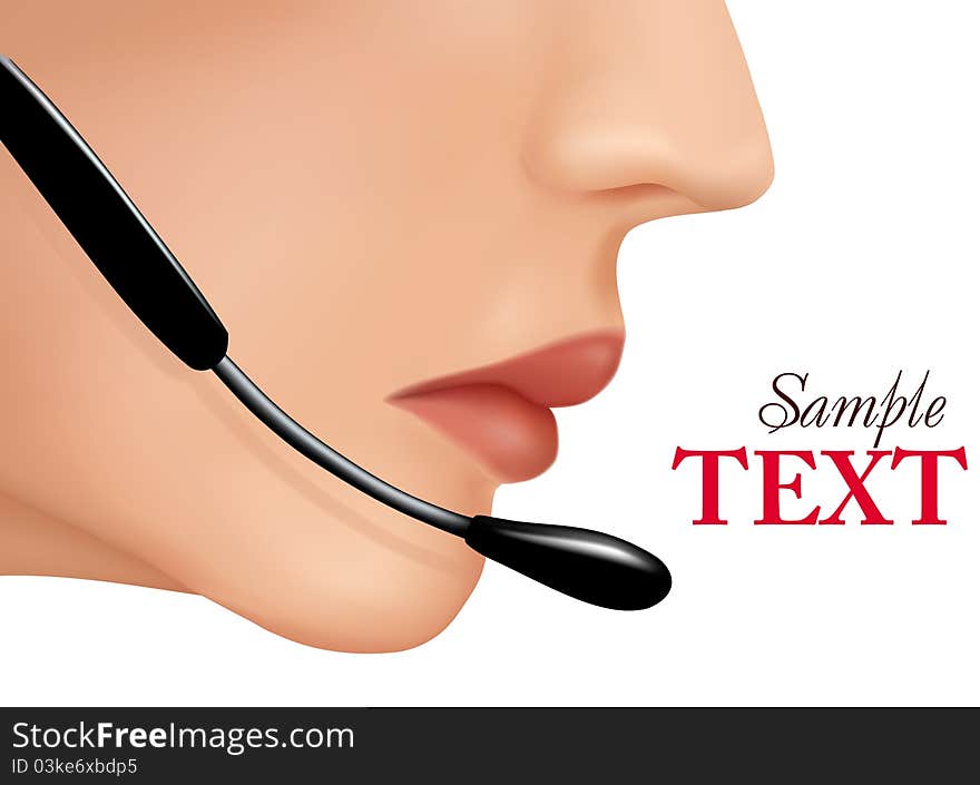 Face with headset. Vector illustration. Face with headset. Vector illustration.