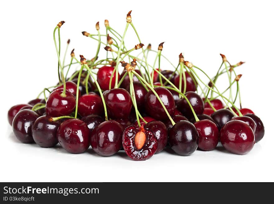 Fresh cherry isolated on a white background