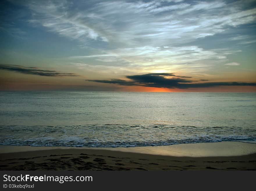 Beautiful sunset on the beach. Beautiful sunset on the beach