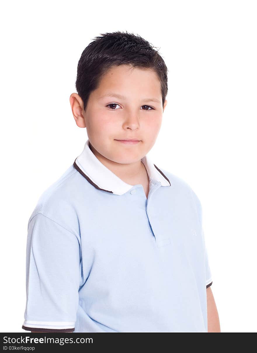 Portrait of a boy on a white background