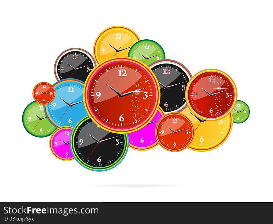 Creative clock red color on the white isolated